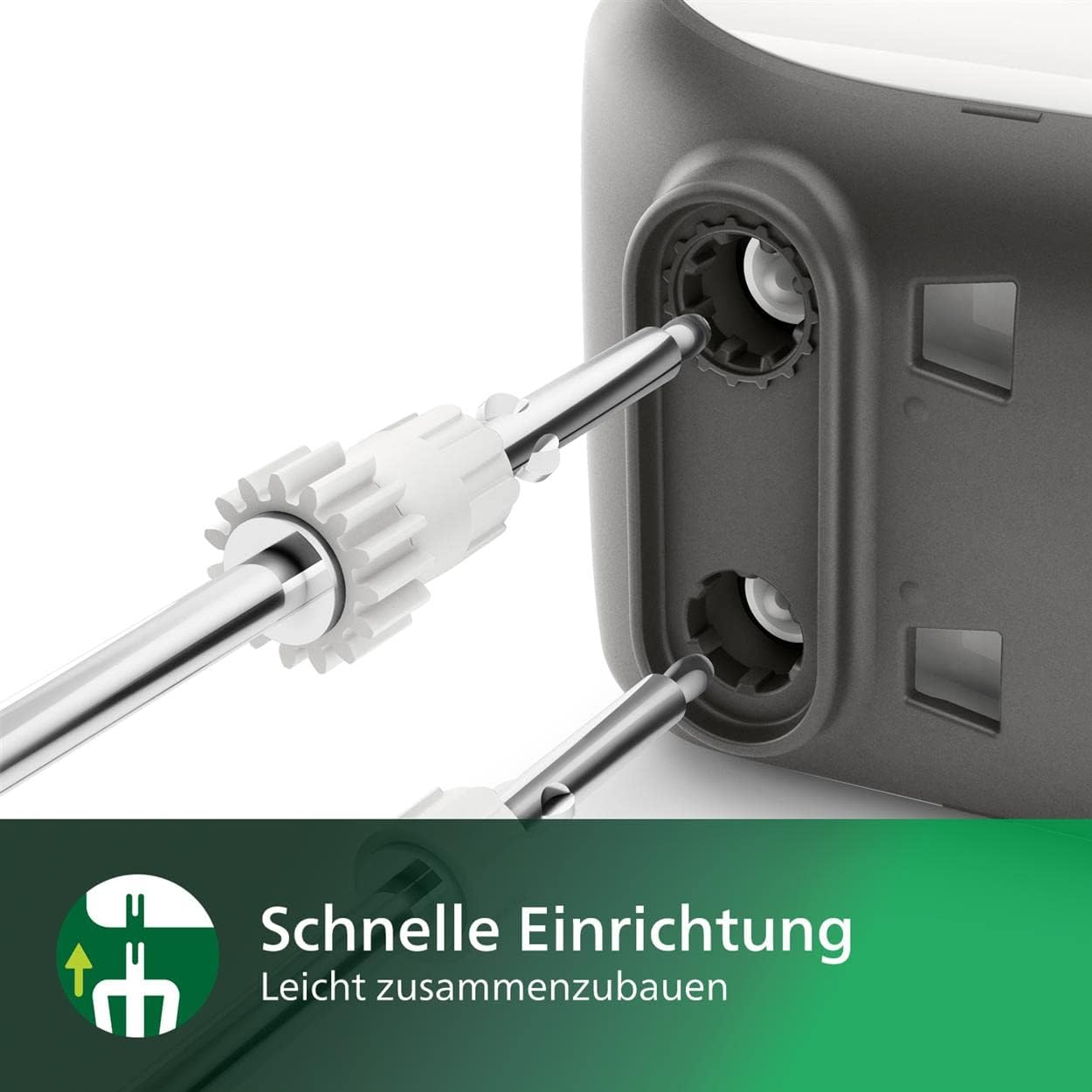Philips Domestic Appliances HR3741/00 Handmixer, 450 W, 5 Geschwindigkeiten plus Turbo ,‎21.41 x 20.8 x 11.4 cm, weiß/schwarz