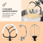 Klarstein Knetmaschine Küchenmaschine zum Backen, 1300W Teigmaschine Klein, 6 Stufen, Schneebesen Rühr- & Knethaken, 5L Schüssel, Planetenrührwerk, Rührmaschine mit Mixer, Küchenmaschinen für Brotteig