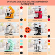 Klarstein Knetmaschine Küchenmaschine zum Backen, 1300W Teigmaschine Klein, 6 Stufen, Schneebesen Rühr- & Knethaken, 5L Schüssel, Planetenrührwerk, Rührmaschine mit Mixer, Küchenmaschinen für Brotteig