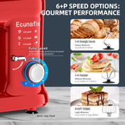 Küchenmaschine Knetmaschine 2000W Teigmaschine Rührmaschine mit 6,5L Edelstahl Schüssel 6 Geschwindigkeiten Geräuscharme Teigknetmaschine inkl Rührbesen, Knethaken, Schläger und Spritzschutz