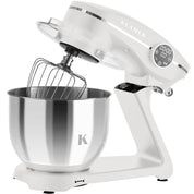 KLAMER Küchenmaschine 1800W, Knetmaschine Brotteig mit Edelstahl-Rührschüssel 6 L, 10 Stufen mit Timer, Planetenrührwerk, Rührbesen, Knethaken, Schneebesen & Sichtdeckel (weiß)