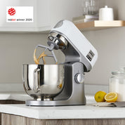 Kenwood kMix KMX750WH Küchenmaschine, 5 l Edelstahl Schüssel, Safe-Use-Sicherheitssystem, Metallgehäuse, 1000 Watt, inkl. 3-Teiligem Patisserie-Set und Spritzschutz, Weiß